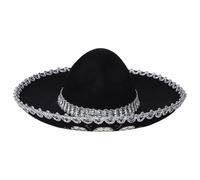 Alvivi Metallic Braid Decorated Mariachi Hat Skull Fancy Mexican Sombrero Charro Hats for Cinco de Mayo Kids Style One Size