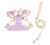 Alvivi No-Pull Escape Proof Dog Harness Soft Padded Mesh Vest with Leash for Small Puppies Adjustable Straps with Metal Buckle for Comfort Purple Beige L