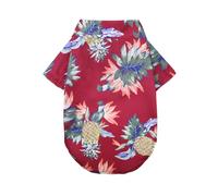 Alvivi Pet Summer Tshirts Hawaii Floral Dog Shirt Summer Cool Clothes Puppy Sweatshirt For Holiday Beach Pineapple Burgundy XS