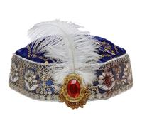 Alvivi Sequins Ethnic Hexagonal Hat Xinjiang Uygur Hat Traditional Costume Cap for Festivals Party Royal Blue B One Size