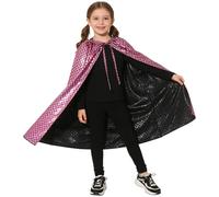 Alvivi Shimmer Cloak Mermaid Scale Pattern Robe Cape For Halloween Carnival Dress Up Accessories Pink 80cm One Size