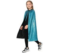 Alvivi Shimmer Cloak Mermaid Scale Pattern Robe Cape For Halloween Carnival Dress Up Accessories Teal 60cm One Size