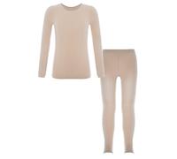 Alvivi Thermal Underwear Set for Kids Long Johns Set Base Layer Long Sleeve Top with Pantyhose Leggings Suit Type A Nude 4-6 Years