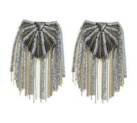 Alvivi Vintage Metal Tassel Epaulette Punk Shoulder Pads Metal Fringe Patch Epaulet for Blazer Uniform Suit Gun-color 2Pcs One Size
