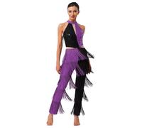 Alvivi Women's 1920s Flapper Dress Romper Fringed Tassels Latin Dance Costume for Ballroom Rumba Tango Salsa