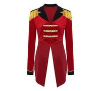 Alvivi Women's Circus Ring Master Costume Adults Showman Swallowtail Coat Ringmaster Jacket Cosplay Outfit Red S