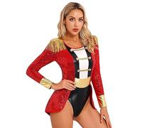 Alvivi Womens Ring Master Costume Velvet Jumpsuit Adult Showman Circus Ringleader Outfit Halloween Carnival Fany Dress Type A S