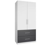 Alvor Wardrobe - 91cm - 2 Door - Alpine White & Metallic Dark Grey