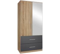Alvor Wardrobe - 91cm - 2 Door - Combi - Sonoma Oak & Metallic Dark Grey