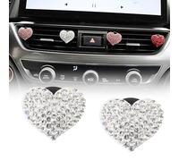 Alvorox 2Packs Heart-Shaped Car Air Vent Clips with Scented Pieces, Bling Rhinestone Aroma Diffusers Air Fresheners, Car Accessories for Women (Silver)