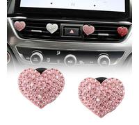 Alvorox 2Packs Heart-Shaped Car Air Vent Clips with Scented Pieces, Bling Rhinestone Aroma Diffusers Air Fresheners, Car Accessories for Women (Pink)
