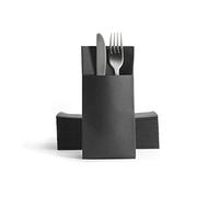 Alvotex Chic Airlaid 50 Cutlery Napkins Cutlery Pockets, Fabric-Like, Disposable Napkin, 39 x 40 cm, Black