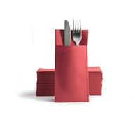 Alvotex CHIC Airlaid 50 Cutlery Napkins Cutlery Pockets, Fabric-like, Disposable Napkins, 39 x 40 cm, Burgundy