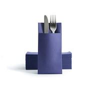 Alvotex Chic Airlaid 50 Cutlery Napkins Cutlery Pockets, Fabric-Like, Disposable Napkin, 39 x 40 cm, Dark Blue