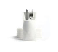 Alvotex CHIC Airlaid 50 Cutlery Napkins Cutlery Pockets, Fabric-like, Disposable Napkins, 39 x 40 cm, White