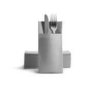 Alvotex Chic Airlaid 50 Cutlery Napkins Cutlery Pockets, Fabric-Like, Disposable Napkin, 39 x 40 cm, Grey