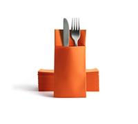 Alvotex Chic Airlaid 50 Cutlery Napkins Cutlery Pockets, Fabric-Like, Disposable Napkin, 39 x 40 cm, Orange