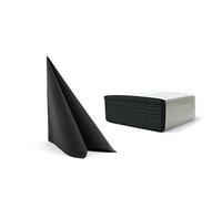 Alvotex CHIC Airlaid 50 Napkins, Fabric-Like, Disposable Napkin, Black, 40 x 40 cm