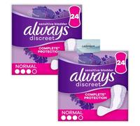 Alway Stay Confident All Day: Discreet Incontinence Panty Liners for Women Bundle of 2 - Normal, Thin & Discreet, Odour Neutraliser - Saving Pack (24 x 2 = 48 Liners Total)