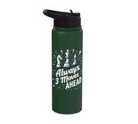 Always 3 Moves Ahead Chess Enthusiast Stainless Steel Insulated Water Bottle