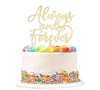 Always and Forever Cake Topper, Rustic Wooden Always Cake Topper for Wedding Anniversary Bridal shower Party Decorations