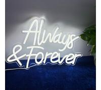 Always and Forever Neon Signs, Wedding Neon Signs Wall Decor Night Light White Led Light Up Sign Party Wedding Bar Beauty Decoration Dimmable Switch Reusable LED Neon USB Power Supply,White