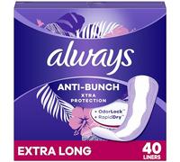 Always Anti-Bunch Xtra Protection Daily Liners Extra Long Unscented, Anti Bunch Helps You Feel Comfortable, 40 Count