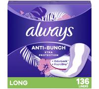 Always Anti-Bunch Xtra Protection Daily Liners, Long Length, Unscented, 136 Count