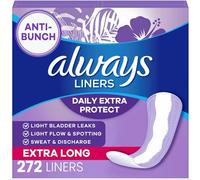 Always Anti-Bunch Xtra Protection, Panty Liners For Women, Extra Long Length, Unscented, 68 Count X 4 Packs (272 Count Total) (Packaging May Vary)