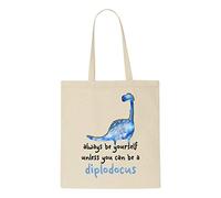 Always Be Yourself Unless You Can Be A Dinosaur Watercolour Diplodocus tote style shopping bag - natural