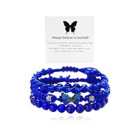 Always Believe in Yourself Butterfly Bracelet Adjustable Butterfly Stacking Bracelet Handmade Blue Friendship Natural Stone Butterfly Bracelet Evil Eye Stack Bracelet Cute Butterfly Charm Bracelets