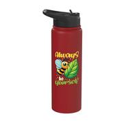 Always Believe in Yourself Cute Bee Leaf Pun Self Confidence Stainless Steel Insulated Water Bottle