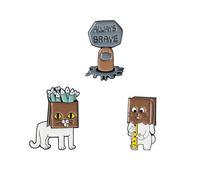 Always Brave Brooch Inspiring Words Enamel Pin Cat And Fish Brooch Cute Animal Enamel Brooch Lapel Pins for Girls Kids Cat Breastpin Sweater Shirt Shawl Scarf Clips for Badges Hats Bags
