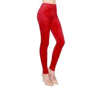 ALWAYS Casual Velvet Leggings Women - Super Soft Warm Winter Yoga Pants, Vle128 / Red, M