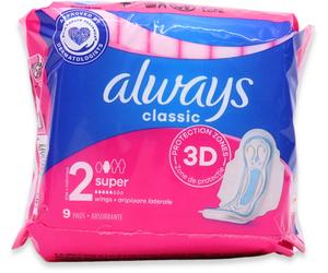 Always Classic Pads Super with Wings 9 Pack