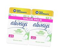 Always Cotton Protection Sanitary Pads with Wings Long 36 Ultra Pads (2X 18 Pack) Ultra Soft Breathable Feminine Hygiene for Sensitive Skin, Reliable Leak Protection, Dermatologically Approved