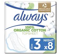 Always Cotton Protection Ultra Night Sanitary Towels with Wings 8 Pads, 100% Organic Cotton Topsheet