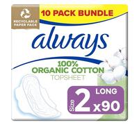 Always Cotton Protection Ultra Normal Sanitary Towels, Size 2 with Wings, 90 Pads, 100% Organic Cotton Topsheet