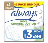 Always Cotton Protection Ultra Normal Sanitary Towels, Size 3 With Wings, 96 Pads, 100% Organic Cotton Topsheet