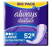 Always Dailies Extra Protect Panty Liners Large x 52, Breathable, Flexible And Comfortable with Absorbent Core