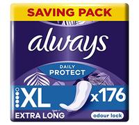 Always Dailies Extra Protect Panty Liners Long Plus x44, Breathable, Flexible and Comfortable with Absorbent Core 4x44 ct