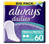 Always Dailies Panty Liners, Fresh & Protect, Normal, 180 Liners (60 x 3 Packs)