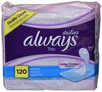 Always Dailies Regular Thin Unscented Pantiliners, 120 ct (Pack of 2) by Always