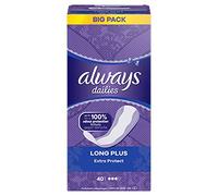 Always Dailies Womens Extra Protect Long Plus (40 Pads) Big Pack Breathable Flex