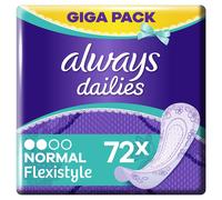 Always Dailies Women's Flexistyle Normal Pantiliners (72 Pads) Giga Pack, Suitable for All Panty Shapes