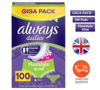 Always Dailies Women's Flexistyle Slim Fresh Panty Liners 100 Pads Giga Pack
