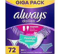 Always Dailies Women's Fresh Normal Panty Liners (72 Pads), Giga Pack with Fresh Fragrance, Suitable for All Panty Shapes