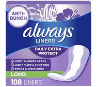 Always Anti-Bunch Xtra Protection, Panty Liners for Women, Light Absorbency, Long Lenght, Leakguard + Rapiddry, Unsent, 108 Count