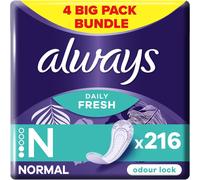 Always Daily Fresh Normal Panty Liners 54 Liners, Odour Lock, Feel