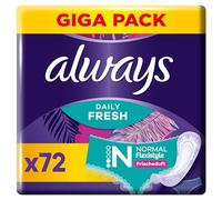 Always Daily Fresh Women's Normal Pantiliners (72 Pads), Flexistyle, Gigapack, with Fresh Fragrance, Suitable for All Panty Shapes, Breathable, Flexible